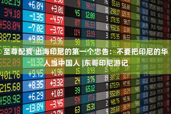 至尊配资 出海印尼的第一个忠告：不要把印尼的华人当中国人 |东哥印尼游记