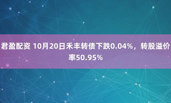 君盈配资 10月20日禾丰转债下跌0.04%，转股溢价率50.95%