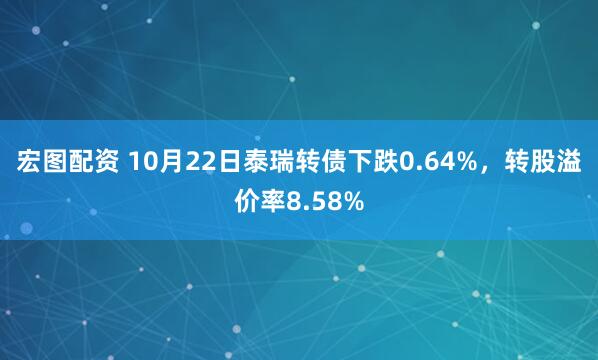 宏图配资 10月22日泰瑞转债下跌0.64%，转股溢价率8.58%