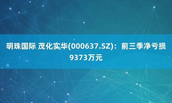 明珠国际 茂化实华(000637.SZ)：前三季净亏损9373万元
